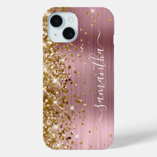 Coque Case-Mate iPhone Signature girly moderne en feuille rose pailletée
