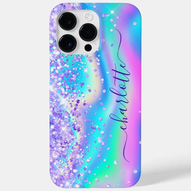 Coques Case-Mate iPhone Signature Glamour Girly Iridescent Pailleté Violet (Verso)