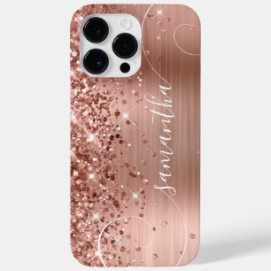 Coque Case-Mate iPhone Signature or glam Curly Rose Glittery