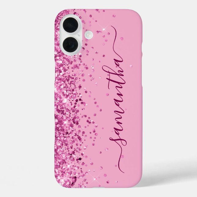 Coques Case-Mate iPhone Signature rose pailleté féminin (Verso)