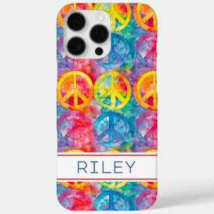 Coque iPhone 16 Pro Max Signe de Paix Hippie Rétro Groovy Personnalisé