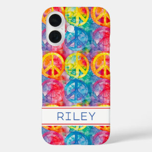 Coque Pour iPhone 16 Signe de Paix Hippie Rétro Groovy Personnalisé