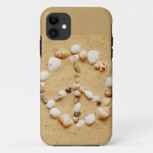 Coque iPhone 11 Signe de paix minuscule de coquillage
