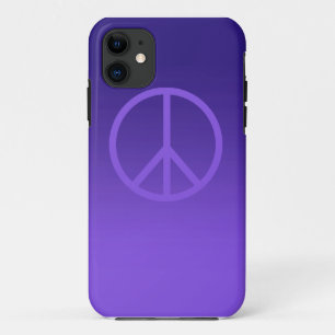 Coque iPhone 11 Signe de paix pourpre d'indigo