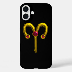 Coque Pour iPhone 16 Plus SIGNE D'OR ZODIAC ARIES, Rouge Ruby Noir