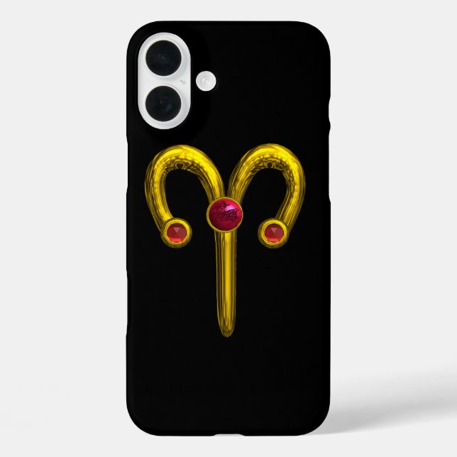 Coques Case-Mate iPhone SIGNE D'OR ZODIAC ARIES, Rouge Ruby Noir (Verso)