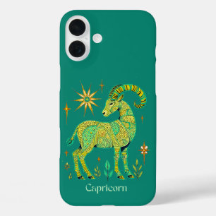 Coque Pour iPhone 16 Plus Signe du zodiaque Capricorne en motifs complexes