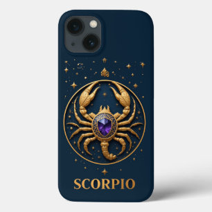 Case-Mate iPhone Case Signe du zodiaque Scorpion doré avec bijou et étoi