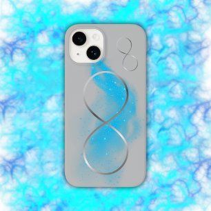 Coque Case-Mate iPhone Signe minimaliste d'infinité argentée et Turquoise