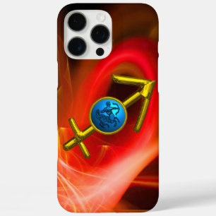 Coque iPhone 16 Pro Max SIGNE ZODIAC SAGITTARIUS, Flacons Fractales Jaunes