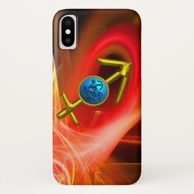Coques Case-Mate iPhone SIGNE ZODIAC SAGITTARIUS, Flacons Fractales Jaunes (Dos)