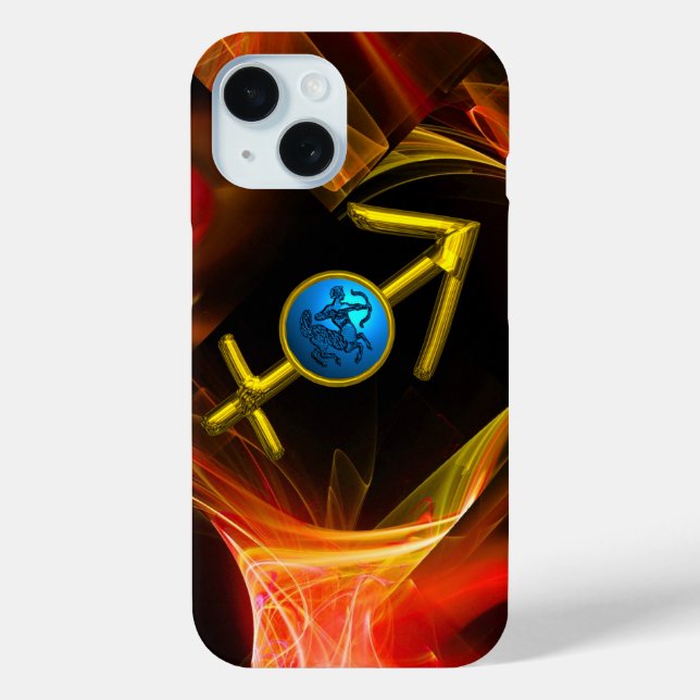 Coques Case-Mate iPhone SIGNE ZODIAC SAGITTARIUS, Flacons Fractales Jaunes (Verso)