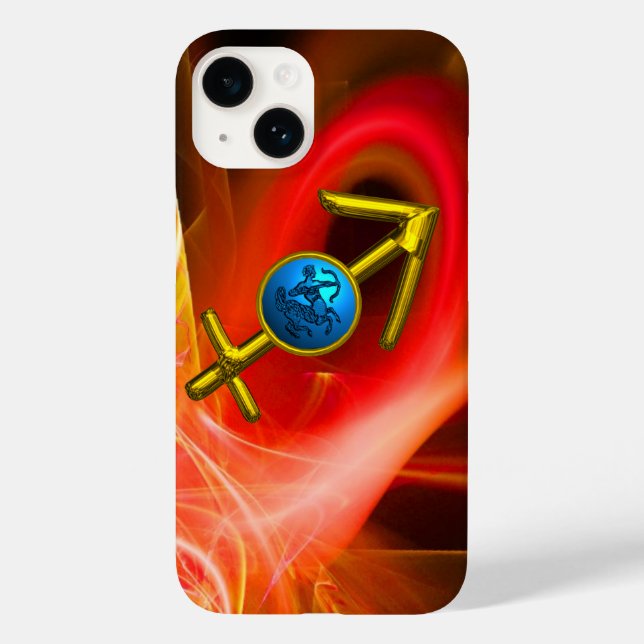 Coques Case-Mate iPhone SIGNE ZODIAC SAGITTARIUS, Flacons Fractales Jaunes (Verso)