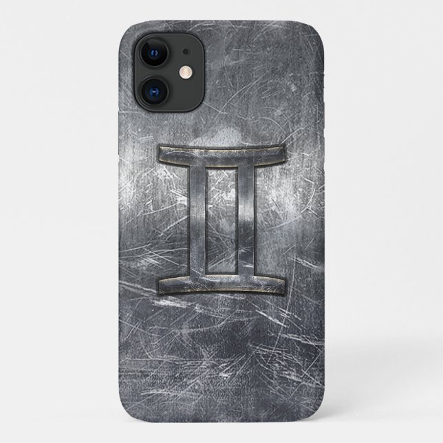 Coques Case-Mate iPhone SIGNE Zodiaque Gemini Grunge Argent Distressé (Dos)