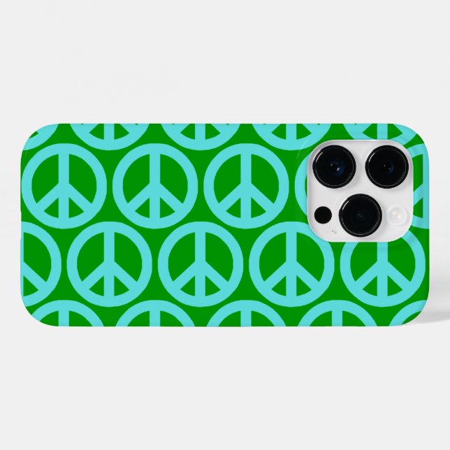 Coques Case-Mate iPhone Signes de paix turquoise (Verso (horizontal))