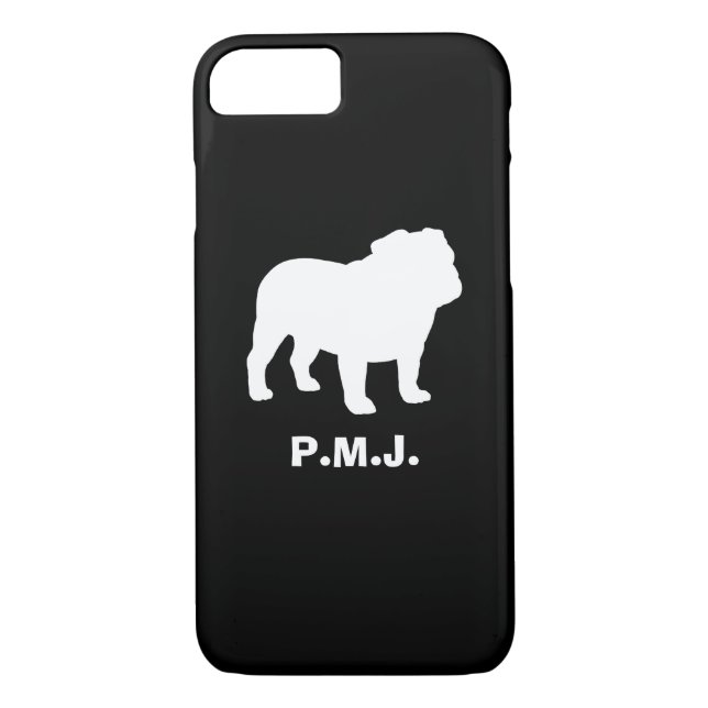Coques Case-Mate iPhone Silhouette anglaise de bouledogue avec le texte (Dos)
