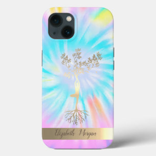 Case-Mate iPhone Case Silhouette Arbre d'Or, Instructeur de Yoga Tie Dye