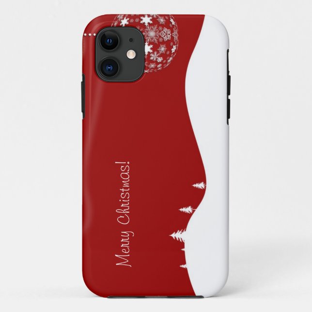 Coques Case-Mate iPhone Silhouette d'abrégé sur Noël rouge et blanc (Dos)