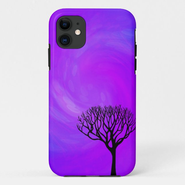 Coques Case-Mate iPhone Silhouette d'arbre (lumières du nord) (Dos)