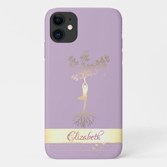 Coques Case-Mate iPhone Silhouette d'arbres femmes Rayure dorée, (Dos)