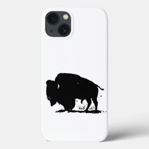 iPhone 13 Coque Silhouette de buffle noir et blanc