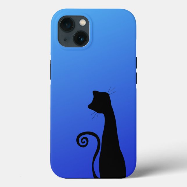 Coques Case-Mate iPhone Silhouette de chat noir mignon (Verso)