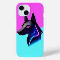 Silhouette de chien futuriste élégant — Bleu néon