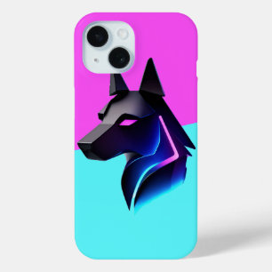 Coque Case-Mate iPhone Silhouette de chien futuriste élégant — Bleu néon