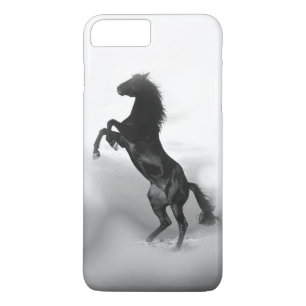 Coque iPhone 8 Plus/7 Plus Silhouette de élevage blanche noire de cheval
