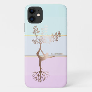 Case-Mate iPhone Case Silhouette de fille élégante rayée, ombrée or rose