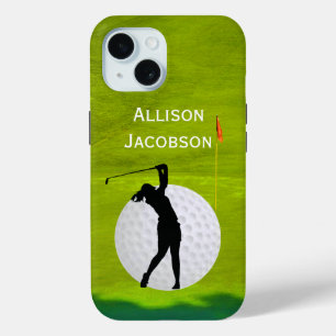 Coque Case-Mate iPhone Silhouette de golf Golfeur, Boule, Vert personnali