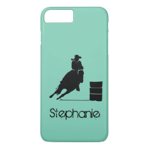 Coques Pour iPhone Silhouette de la fille de course de baril sur un f