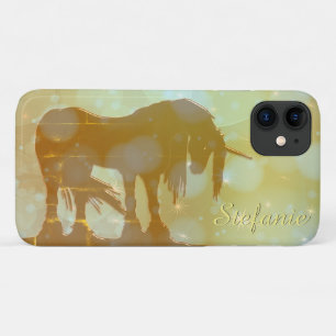Case-Mate iPhone Case Silhouette de licorne mystique (étoiles jaunes bru