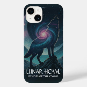 Coque Case-Mate iPhone Silhouette de loup galactique avec lune nébuleuse