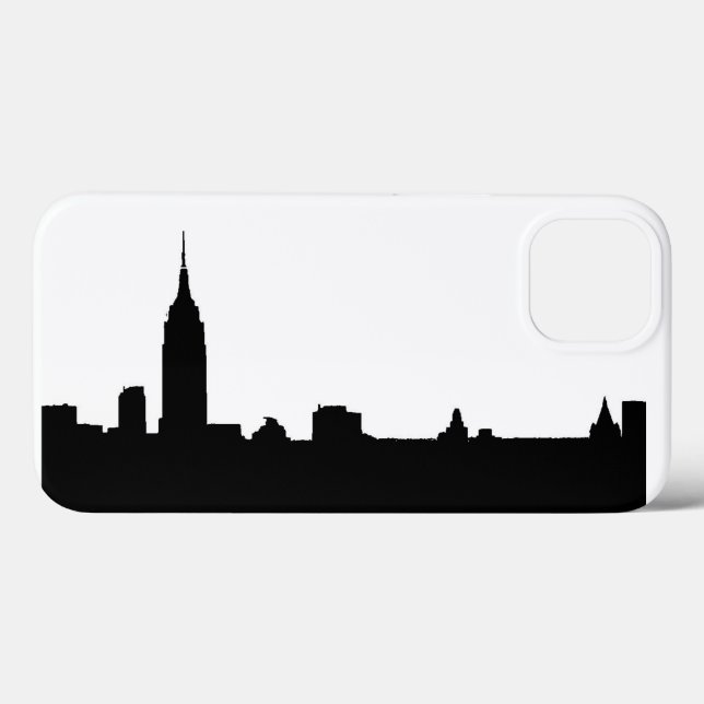 Coques Case-Mate iPhone Silhouette de New York noir et blanc (Verso (horizontal))