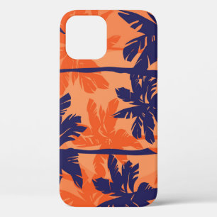 Case-Mate iPhone Case Silhouette de palmier bleu, arrière - plan orange