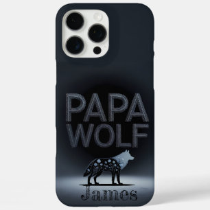 Coque iPhone 16 Pro Max Silhouette de Papa Loup Personnalisé dans la Natur