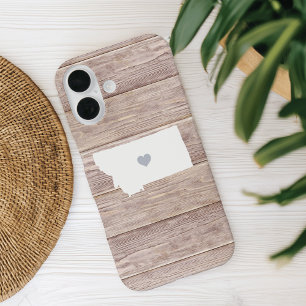 Coque Pour iPhone 16 Silhouette d'état du Montana Aspect en bois rustiq