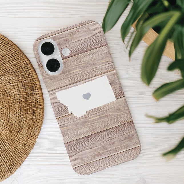 Coques Case-Mate iPhone Silhouette d'état du Montana Aspect en bois rustiq (Créateur téléchargé)