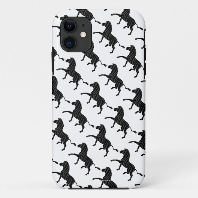 Coques Case-Mate iPhone Silhouette d'impression noir et gris Zebra (Dos)