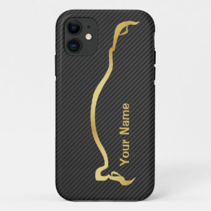 Coques Pour iPhone silhouette d'or de STI Impreza "ajoutez votre nom"
