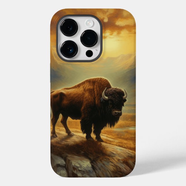 Coques Case-Mate iPhone Silhouette du coucher de soleil de bison de buffle (Verso)