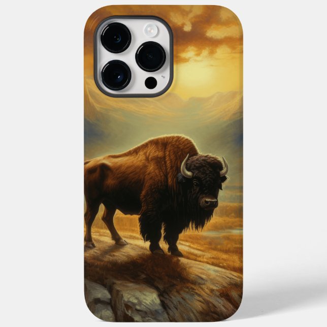 Coques Case-Mate iPhone Silhouette du coucher de soleil de bison de buffle (Verso)