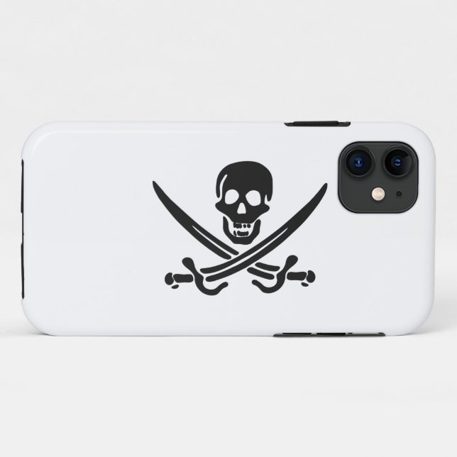 Coques Case-Mate iPhone Silhouette du crâne pirate - Choisir la couleur ar (Dos (Horizontal))