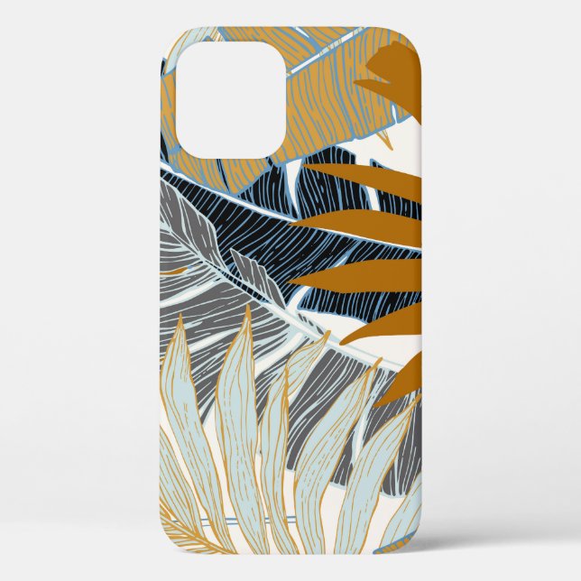 Coques Case-Mate iPhone Silhouette Feuille Tropicale Dorée (Verso)