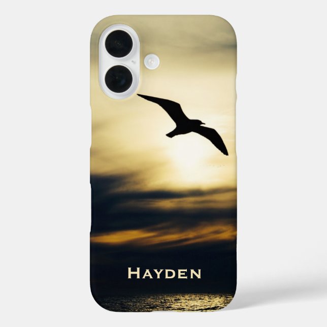 Coques Case-Mate iPhone Silhouette Flying Bird Sunset Personnalisé (Verso)
