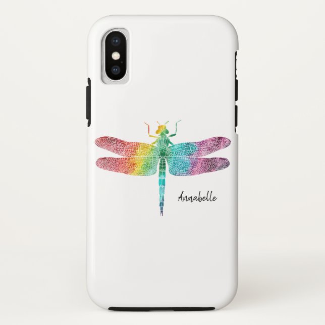 Coques Case-Mate iPhone Silhouette magnifique de libellule d'aquarelle (Dos)