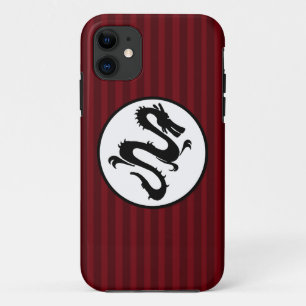 Etui iPhone Case-Mate Silhouette noire de dragon sur les rayures rouges