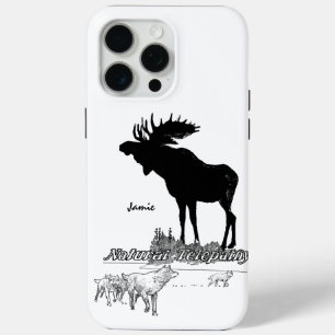 Coque Case-Mate iPhone Silhouette noire et blanche Loup d'orignal Vintage