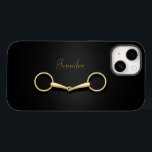 Coque Case-Mate iPhone Silhouette Or Un Peu Élégant Equestre Personnalisé<br><div class="desc">Cet élégant étui téléphonique a une bague lâche en or petit morceau sous votre nom.</div>